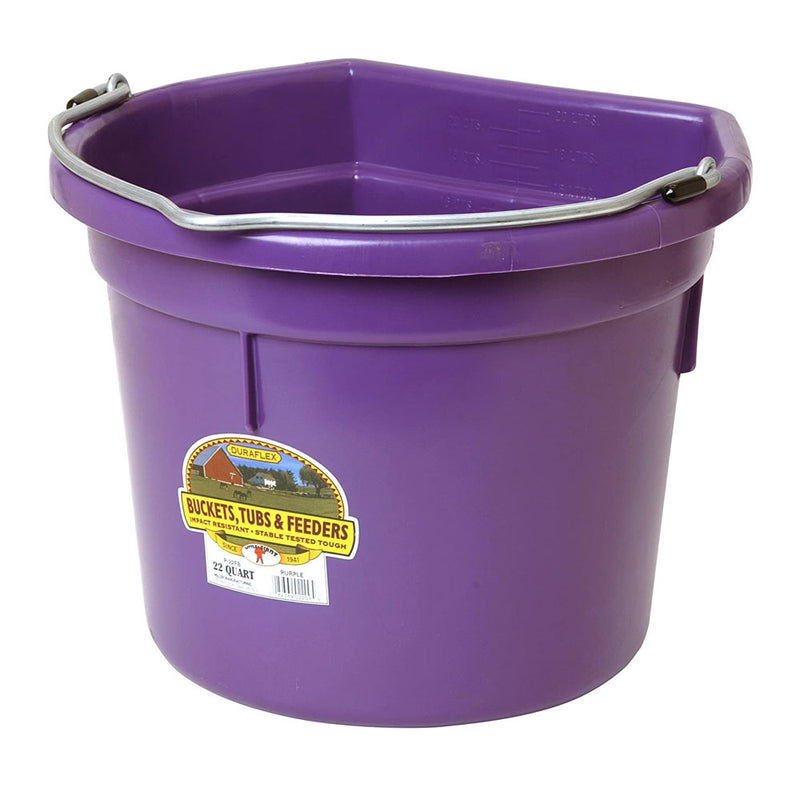 Little Giant All Purpose Heavy Duty Flat Back 22 Quart Plastic Bucket, Purple