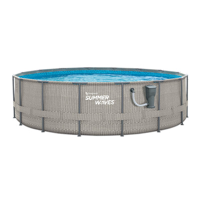 Summer Waves Active 16 Ft x 48 In Above Ground Frame Swimming Pool Set with Pump