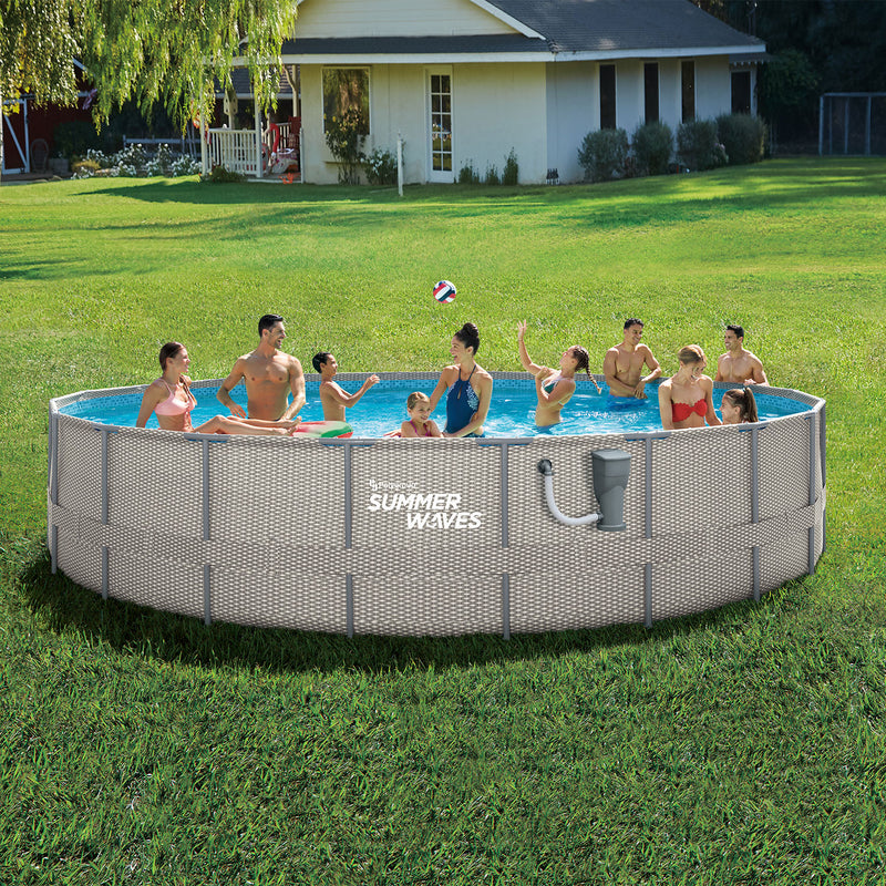 Summer Waves Active 20 Ft x 48 In Above Ground Frame Swimming Pool Set with Pump