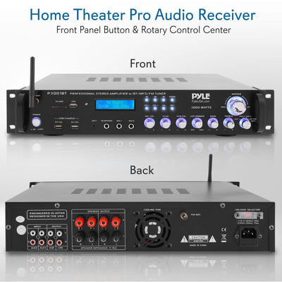 Pyle 3,000 Watt Multi Channel Bluetooth Theater Amplifier Receiver (Open Box)