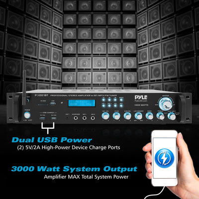 Pyle 3,000 Watt Multi Channel Bluetooth Theater Amplifier Receiver (Open Box)