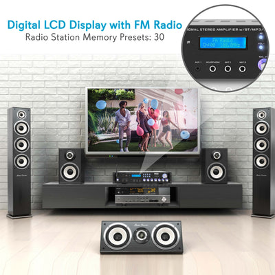 Pyle 3,000 Watt Multi Channel Bluetooth Theater Amplifier Receiver (Open Box)