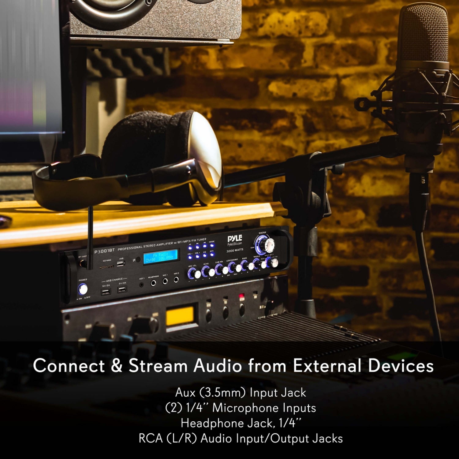 Pyle 3,000 Watt Multi Channel Bluetooth Theater Amplifier Receiver (Open Box)