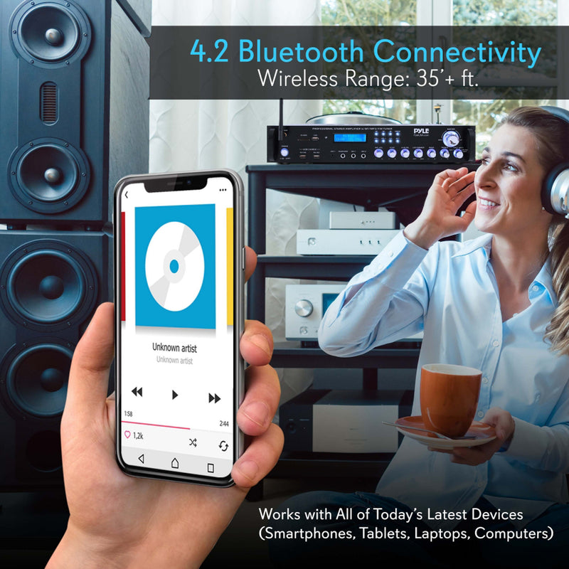 Pyle 3,000 Watt Multi Channel Bluetooth Home Theater Hybrid Amplifier Receiver