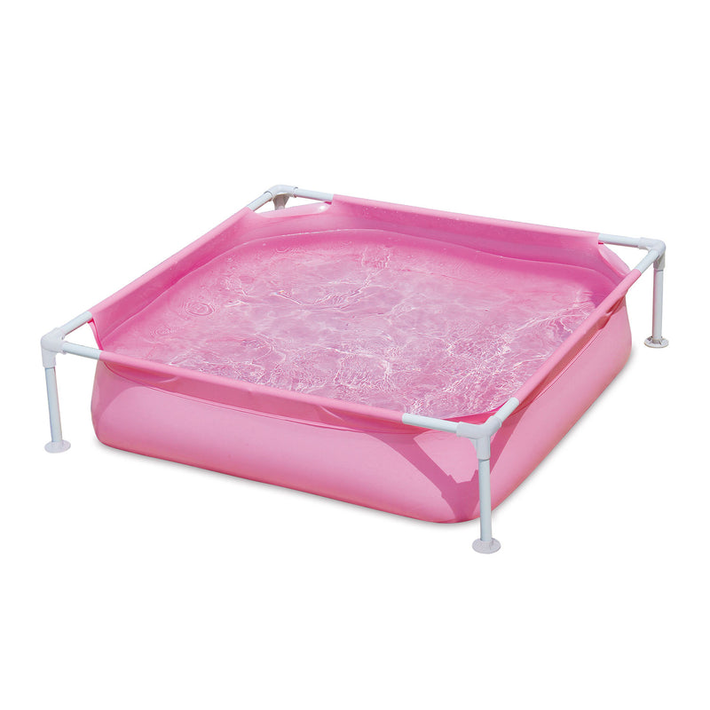 Summer Waves Small Plastic Frame 4ft x 4ft x 12in Kiddie Swimming Pool, Pink - VMInnovations