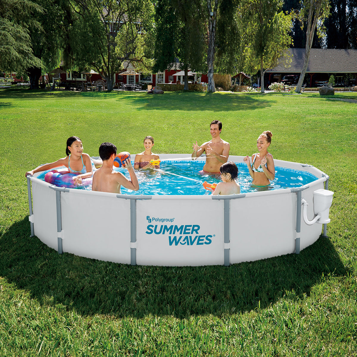 Summer Waves Elite 12 Foot Metal Frame Above Ground Pool Set with Filter Pump - VMInnovations