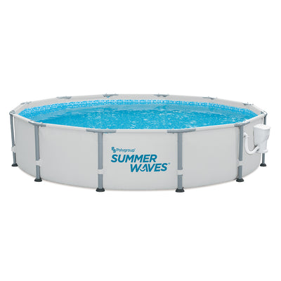 Summer Waves Elite 12 Foot Metal Frame Above Ground Pool Set with Filter Pump - VMInnovations