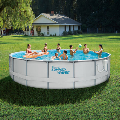 Summer Waves Elite 12ft Frame Swimming Pool & Qualco 5 Pound Chlorinating Tabs - VMInnovations