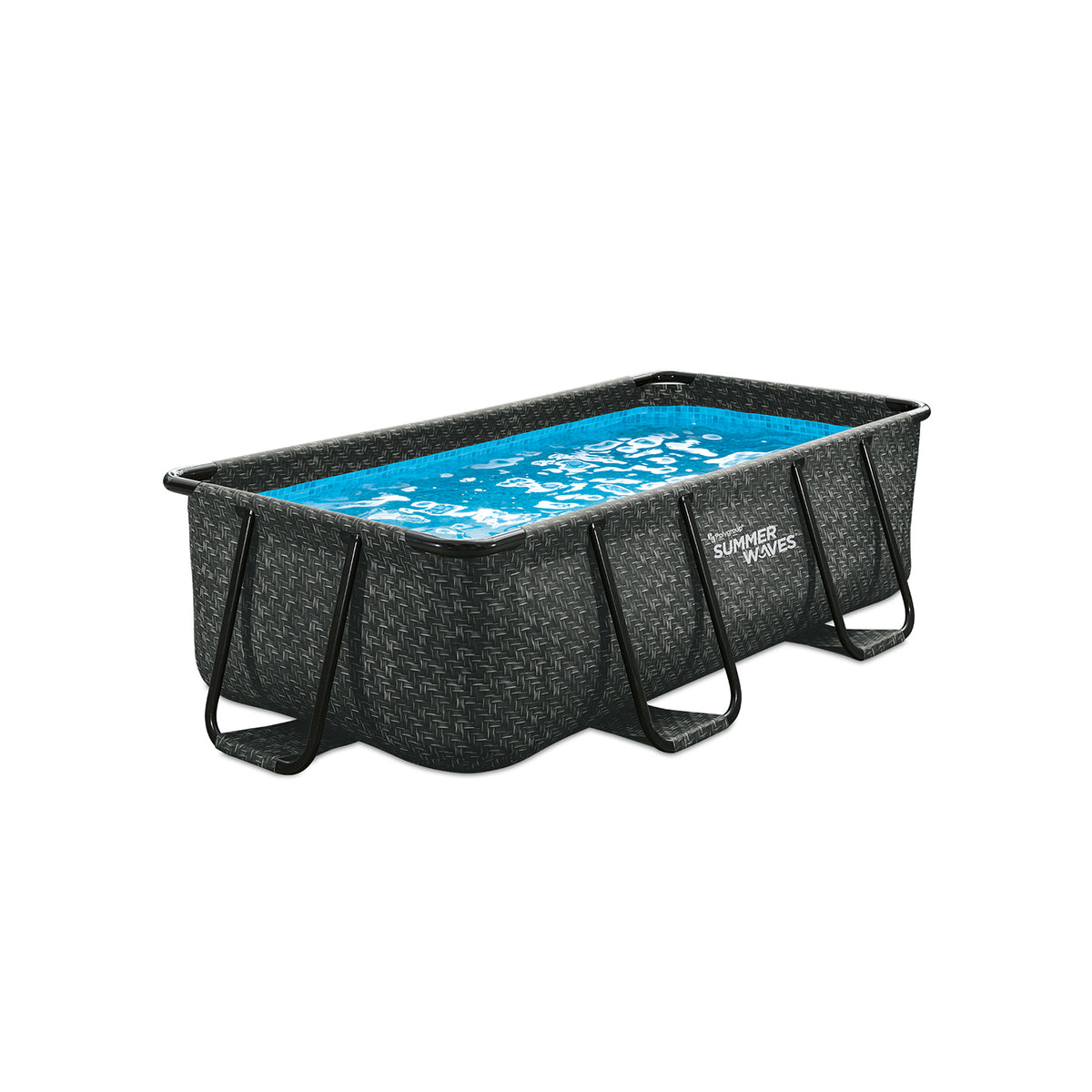 Summer Waves 10 Foot Long Dark Herringbone Elite Frame Rectangular Pool Kit