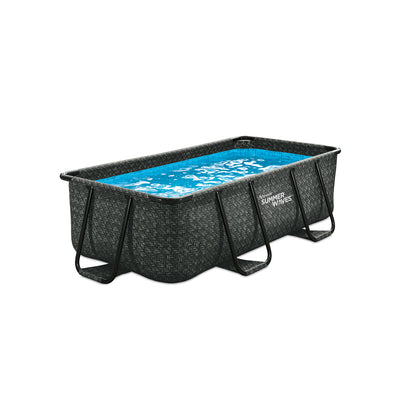 Summer Waves 10ft Dark Herringbone Frame Pool & Qualco 5 Pound Chlorinating Tabs