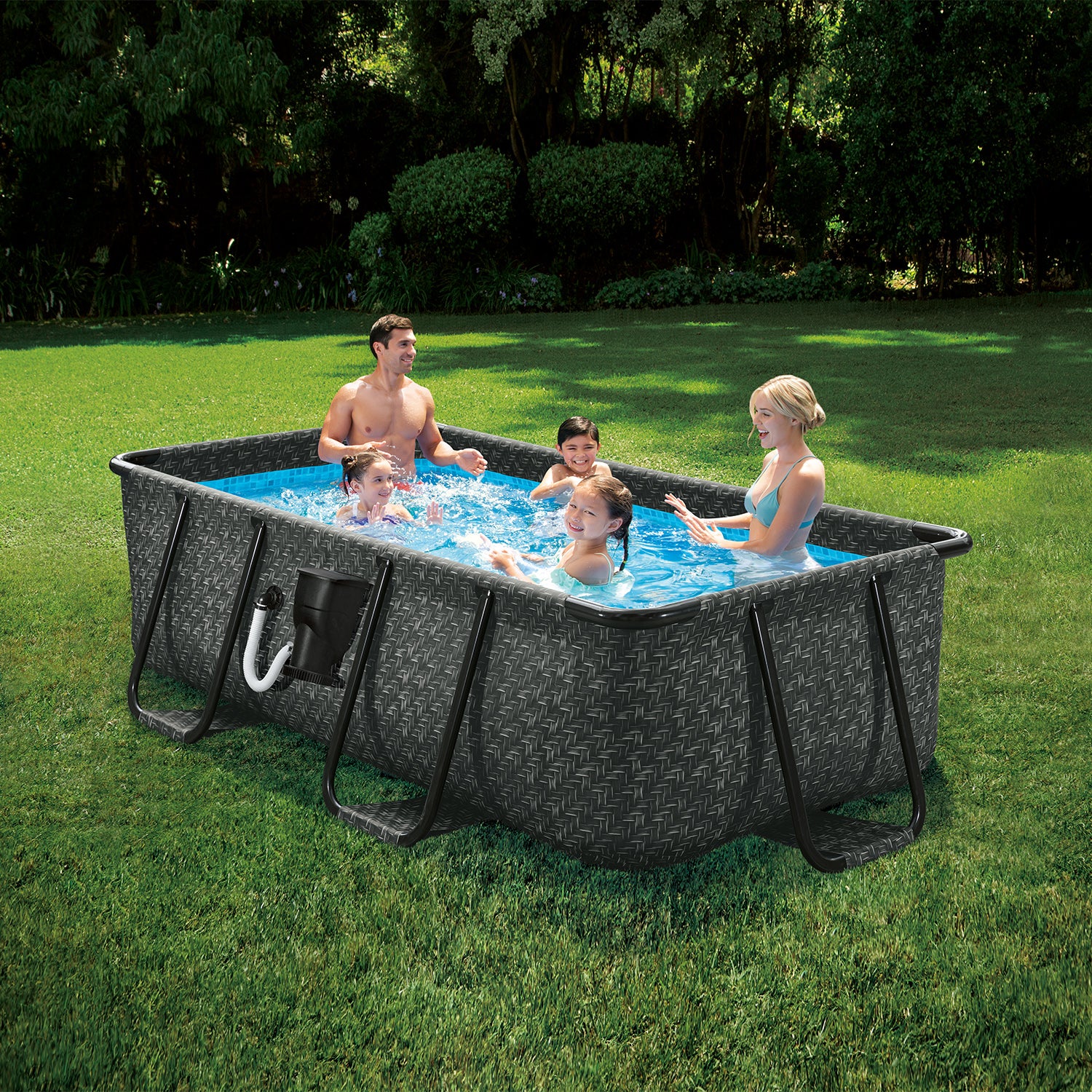 Summer Waves 10ft Dark Herringbone Frame Pool & Qualco 5 Pound Chlorinating Tabs