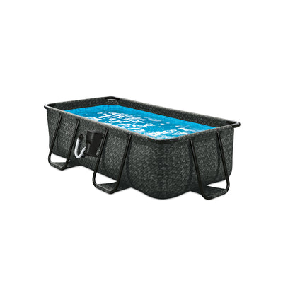 Summer Waves 10ft Dark Herringbone Frame Pool & Qualco 5 Pound Chlorinating Tabs