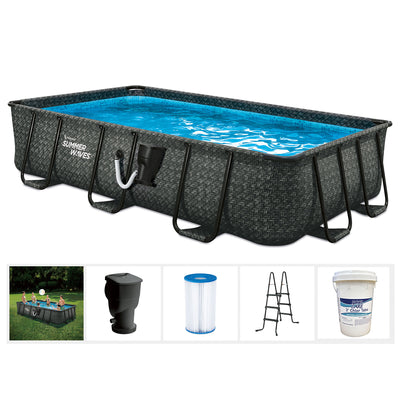 Summer Waves 13ft x 7ft x 39.5in Above Ground Rectangle Frame Swimming Pool Set