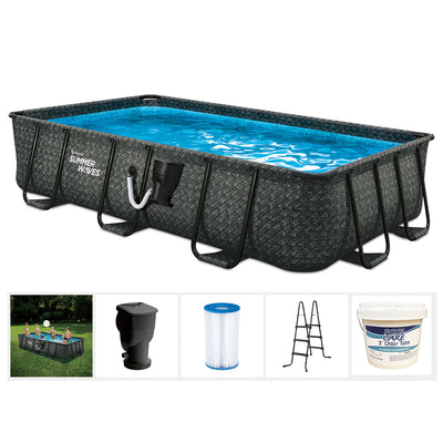 Summer Waves 13ft x 7ft x 39.5in Above Ground Rectangle Frame Swimming Pool Set