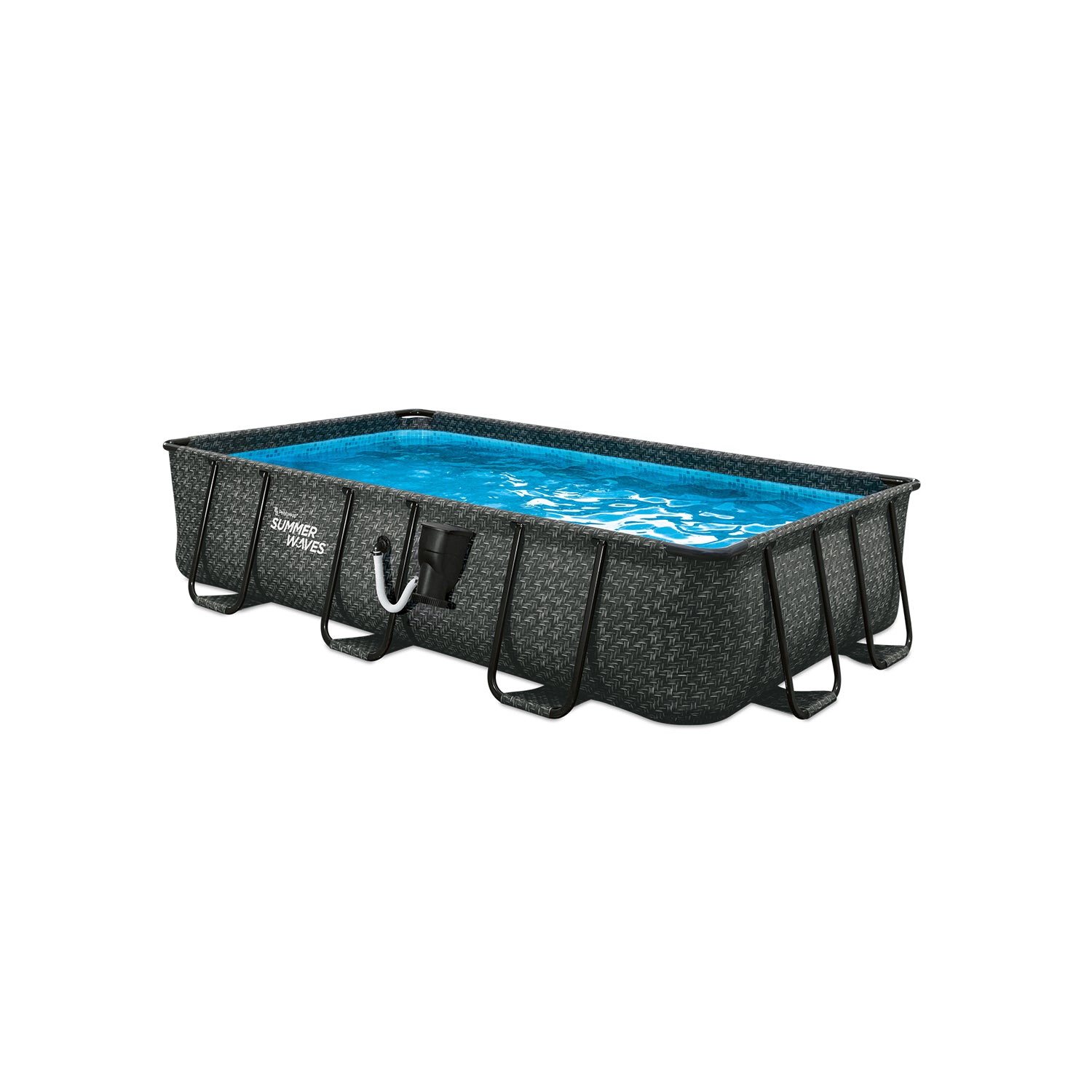 Summer Waves 14 Foot Long Dark Print Elite Frame Rectangular Pool (Used) - VMInnovations