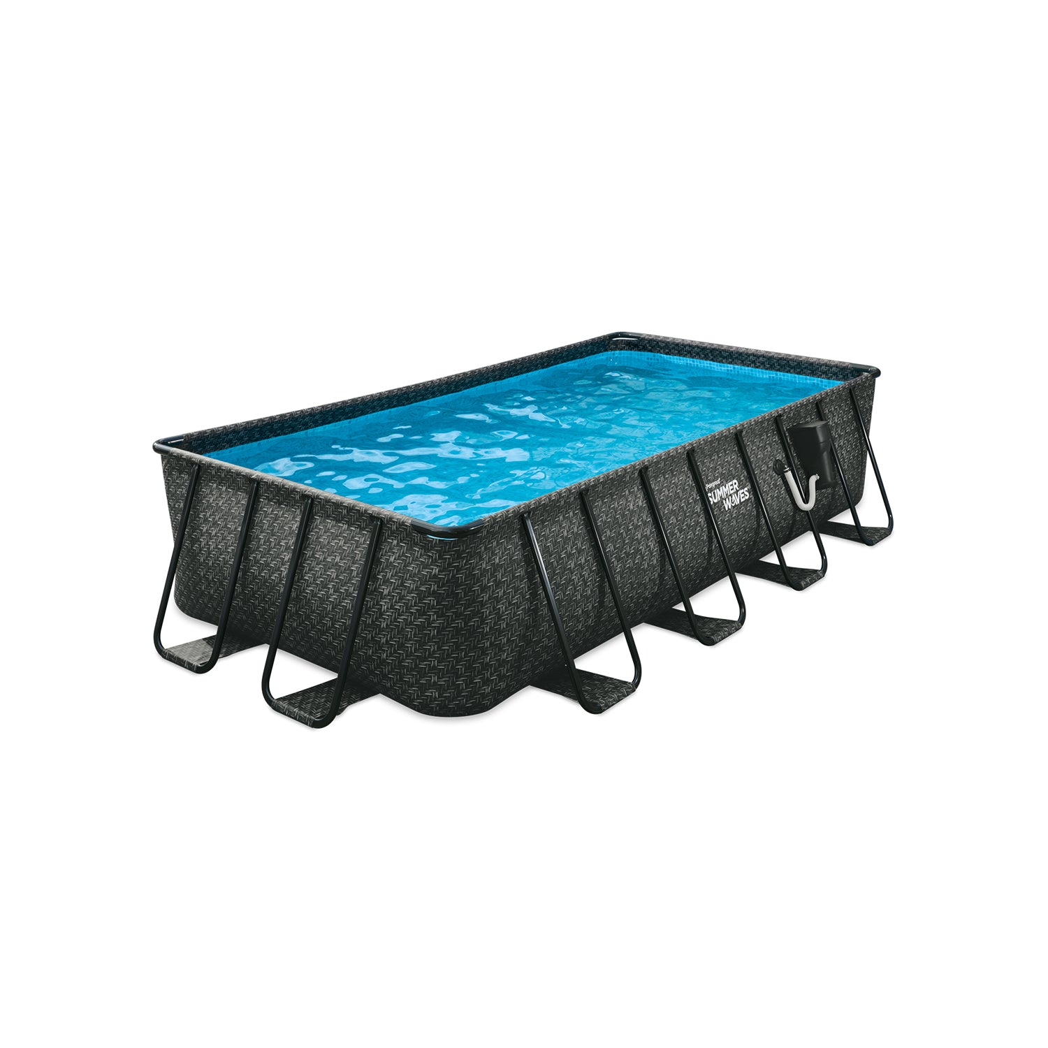 Summer Waves 16 Foot Long Dark Herringbone Elite Frame Outdoor Rectangular Pool - VMInnovations