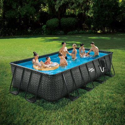Summer Waves 16 Foot Long Dark Herringbone Print Elite Frame Pool (Open Box) - VMInnovations
