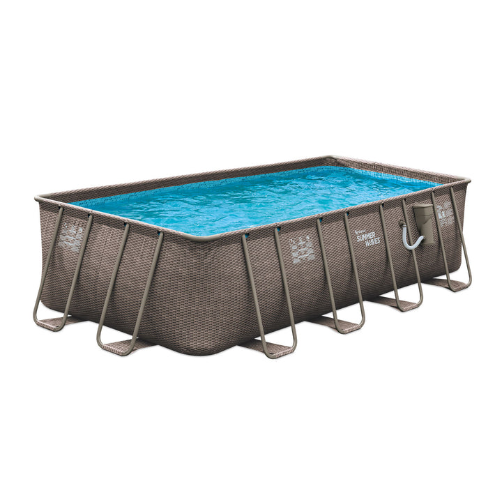 Summer Waves 18ft x 9ft x 52in Above Ground Rectangle Frame Swimming Pool Set - VMInnovations