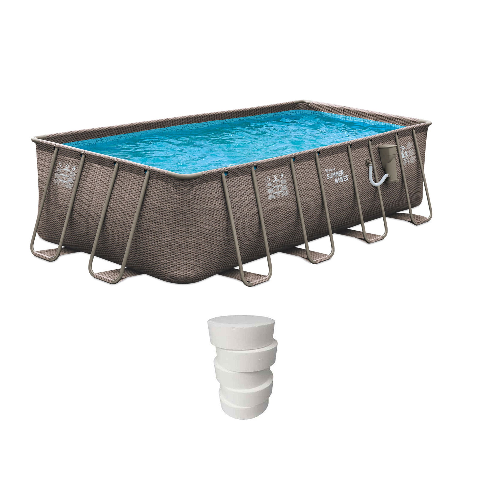 Summer Waves 18ft x 9ft Frame Swimming Pool w/ Qualco 5 Pound Chlorinating Tabs