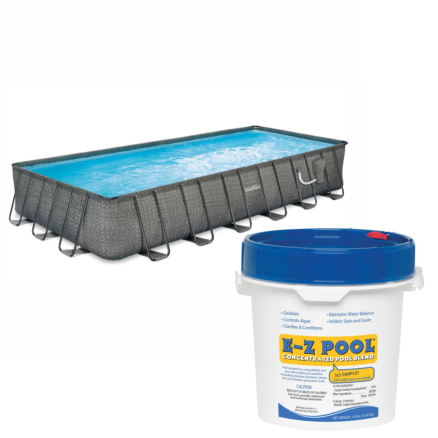 Summer Waves 24ft x 12ft x 52in Rectangle Above Ground Frame Swimming Pool Set