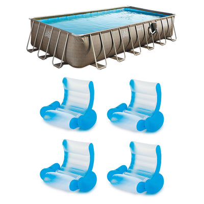 Summer Waves 24ft x 12ft x 52in Elite Pool w/ Inflatable Aqua Lounger (4 Pack)
