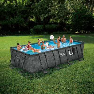 Summer Waves 18ft x 9ft x 52in Above Ground Rectangle Frame Swimming Pool Set