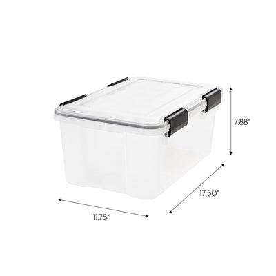 IRIS USA Clear Weathertight 19 Quart Buckle Down Storage Box Container, (6 Pack)