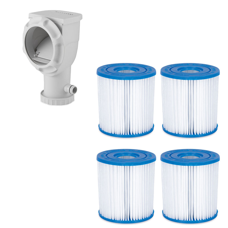 Summer Waves 330 Gal SkimmerPlus Pool Filter Pump & 4 Replacement Type I Filters