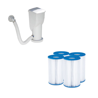 Summer Waves 1500 Gal GFCI SkimmerPlus Pool Filter Pump & 4 Filter Cartridges