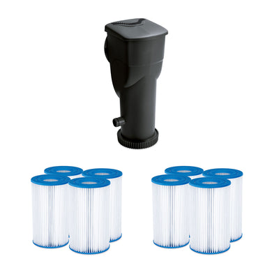 Summer Waves SkimmerPlus Pool Pump Replacement with 8-Pack Spa Filter Cartridge