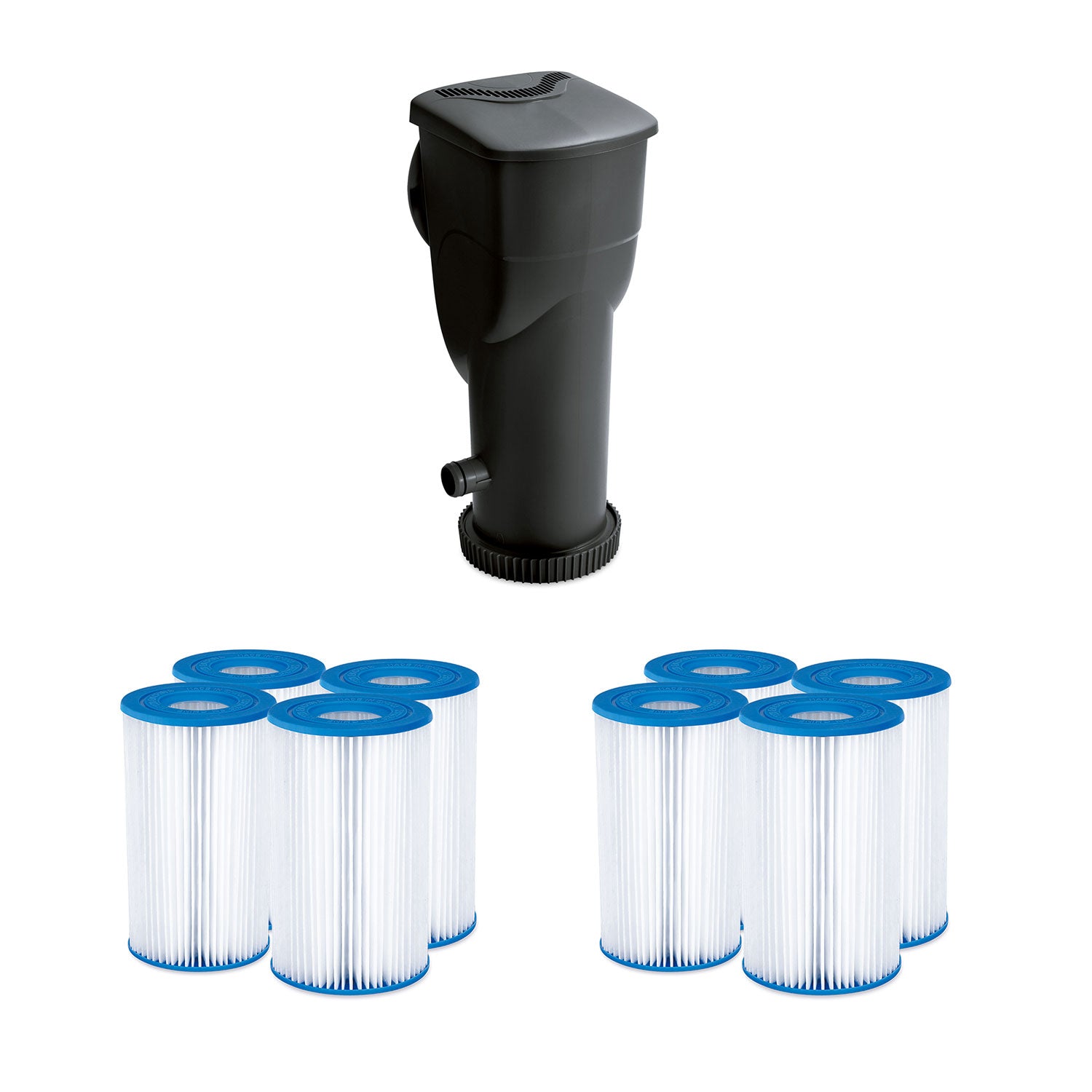 Summer Waves SkimmerPlus Pool Pump Replacement with 8-Pack Spa Filter Cartridge