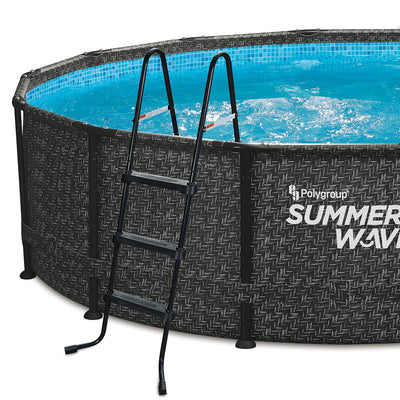 Summer Waves 36 Inch SureStep Outdoor Above Ground Pool Ladder, Black (Used)