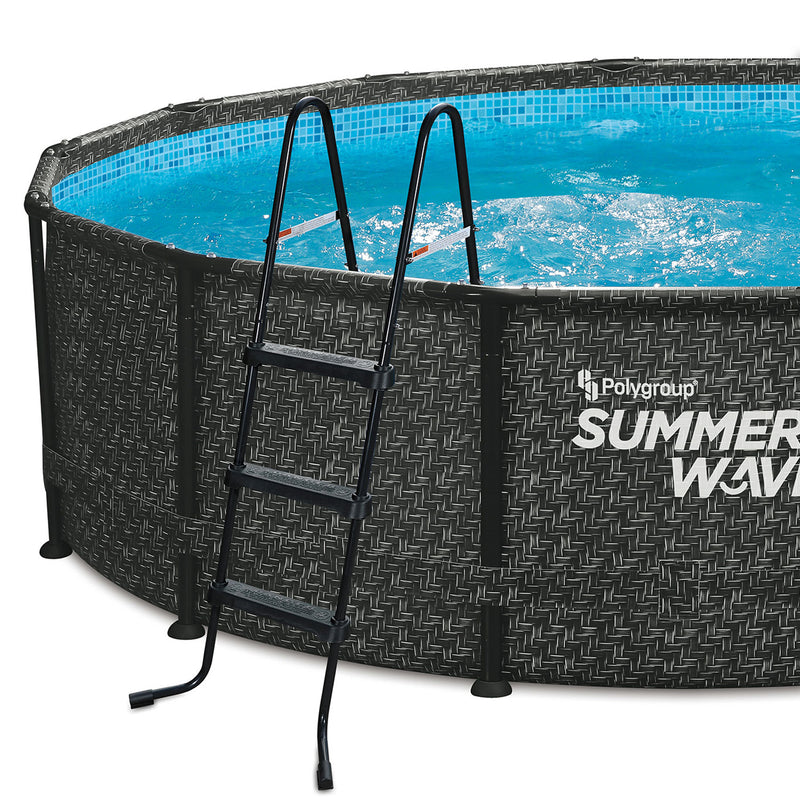 Summer Waves 36 Inch SureStep Outdoor Above Ground Pool Ladder, Black (Used)