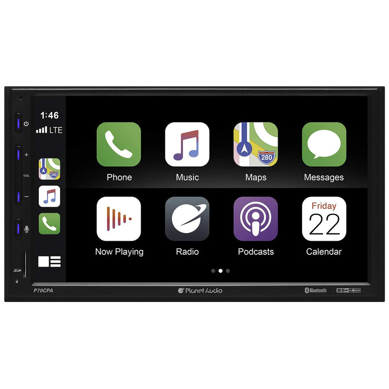 Planet Audio P70CPA Double DIN Bluetooth Touchscreen Car Audio Multimedia Player