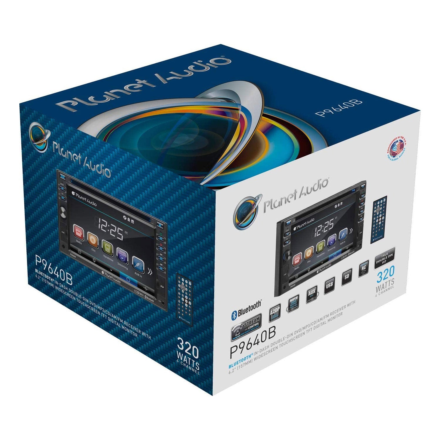 Planet Audio P9640B Double DIN Bluetooth DVD 6.2 Inch Touchscreen Car Stereo - VMInnovations