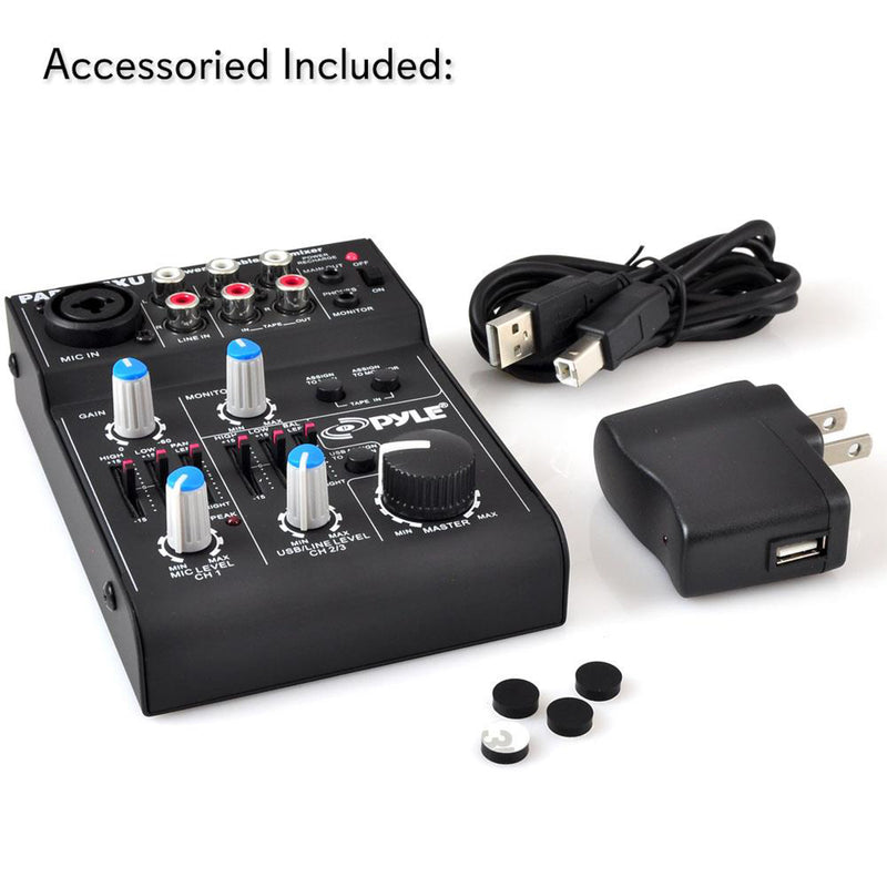 Pyle 5-Channel Professional Compact Audio DJ Mixer With USB Interface (2 Pack)