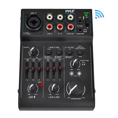 Pyle 3-Channel Compact Bluetooth DJ Mixer With Audio Interface (Open Box)