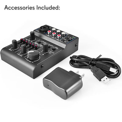 Pyle 3-Channel Professional Compact Bluetooth DJ Mixer With Audio Interface