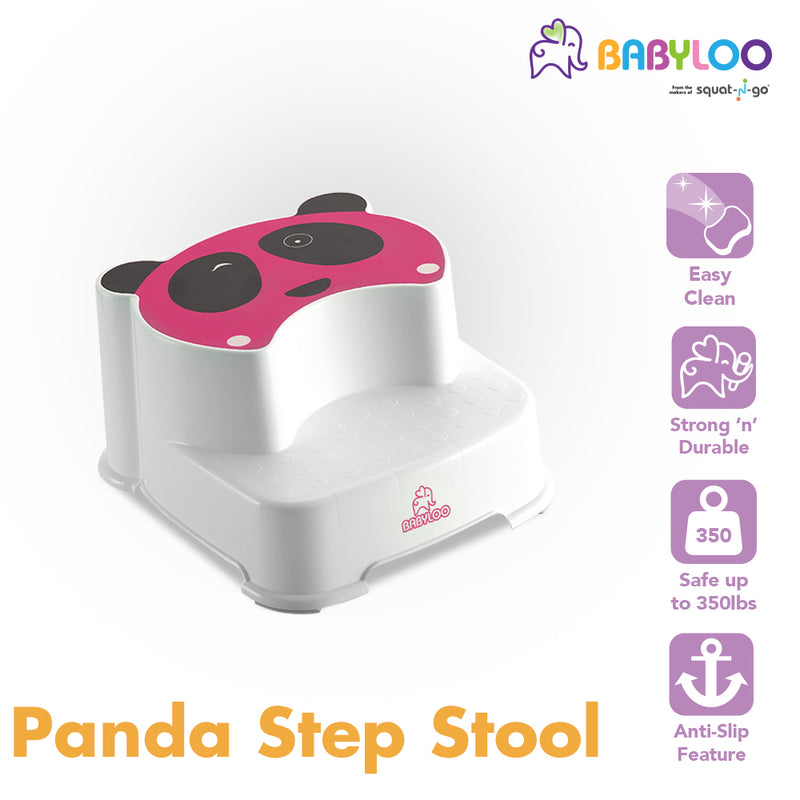 Babyloo Toddler Kids Multipurpose Panda Stepping Stool w/ Anti Slip Pads, Pink