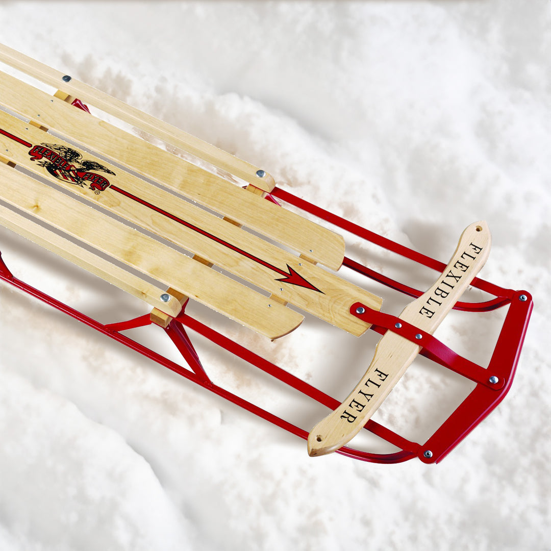 Flexible Flyer Metal Runner 54" Long Snow Slider Sled for Kids, Red (Open Box)