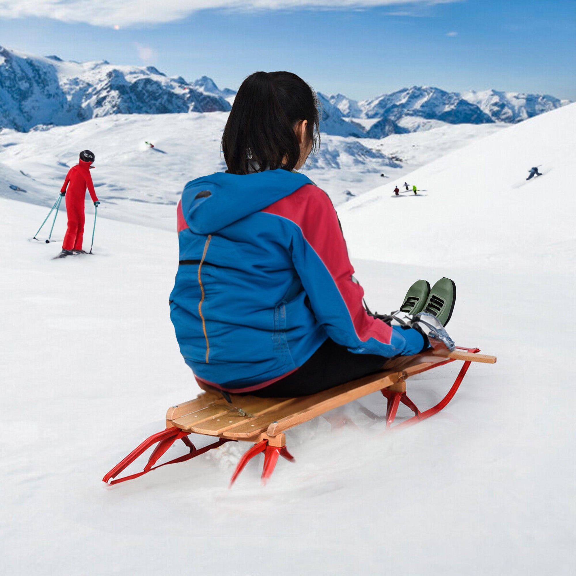 Flexible Flyer Metal Runner 54" Long Snow Slider Sled for Kids, Red (Open Box) - VMInnovations