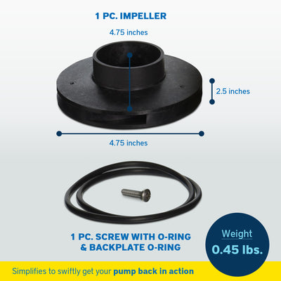 Zodiac Jandy 2HP Impeller with Screw & Backup Plate O-Ring for FloPro(Open Box)