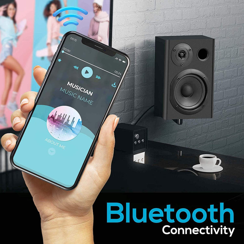 Pyle PBKSP52 Bluetooth Book Shelf Home Stereo Speaker System, Black (8 Speakers)