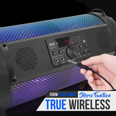Pyle 500 Watt Portable Bluetooth Wireless BoomBox Speakers Stereo (Open Box)