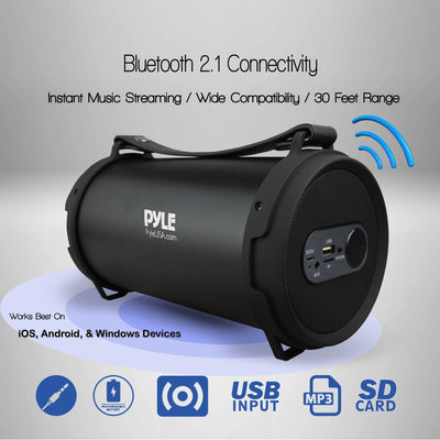 Pyle 60 Watt Portable Bluetooth Wireless BoomBox Speaker Stereo, Black(Open Box)