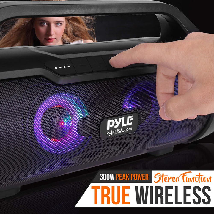 Pyle PBMWP185 500 W Portable Bluetooth Wireless BoomBox Speakers Stereo (2 Pack)