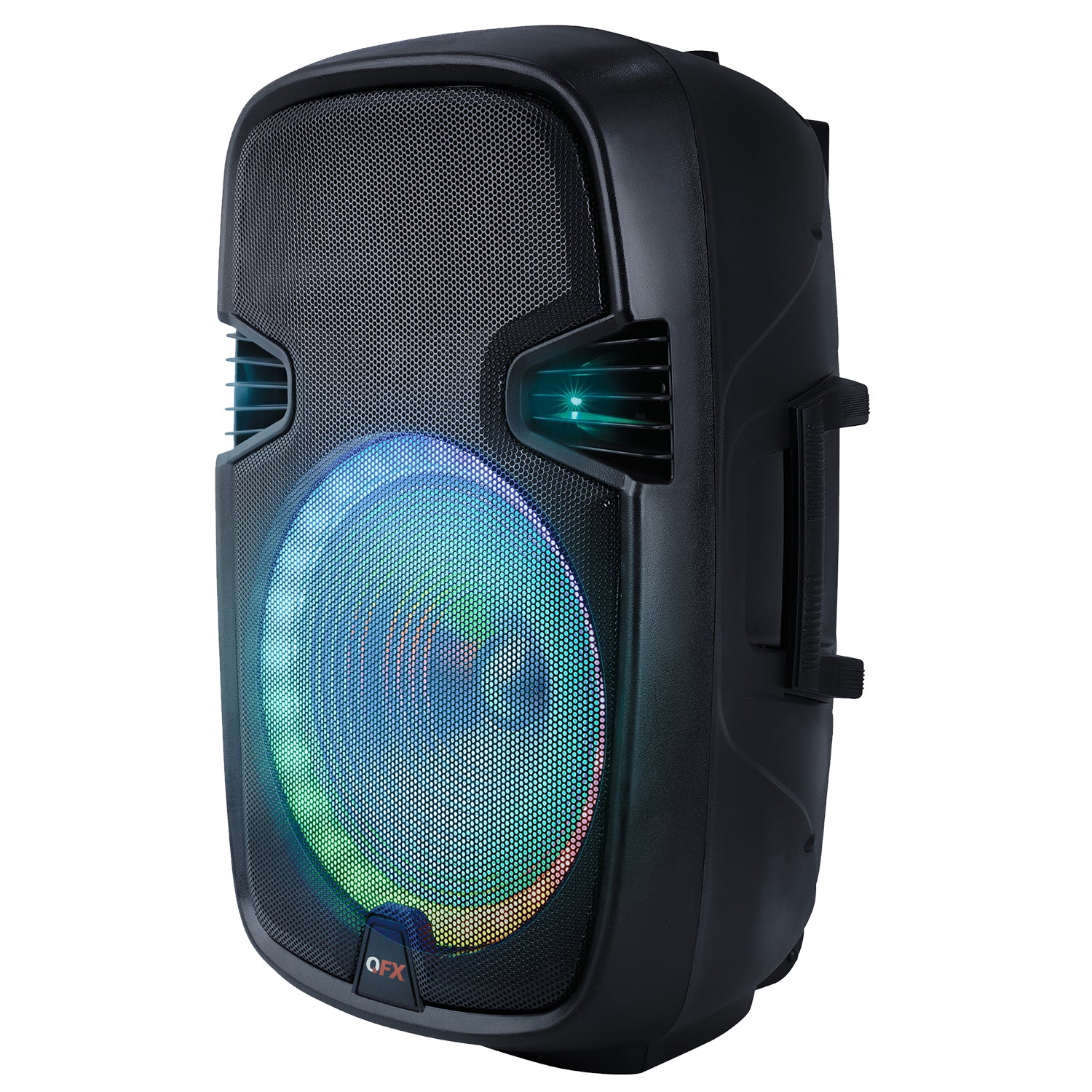 QFX 15 Inch Rechargeable Bluetooth Speaker System with LED Lights and Microphone (Refurbished)