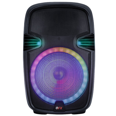 QFX 15 Inch Rechargeable Bluetooth Speaker System with LED Lights and Microphone (Refurbished)
