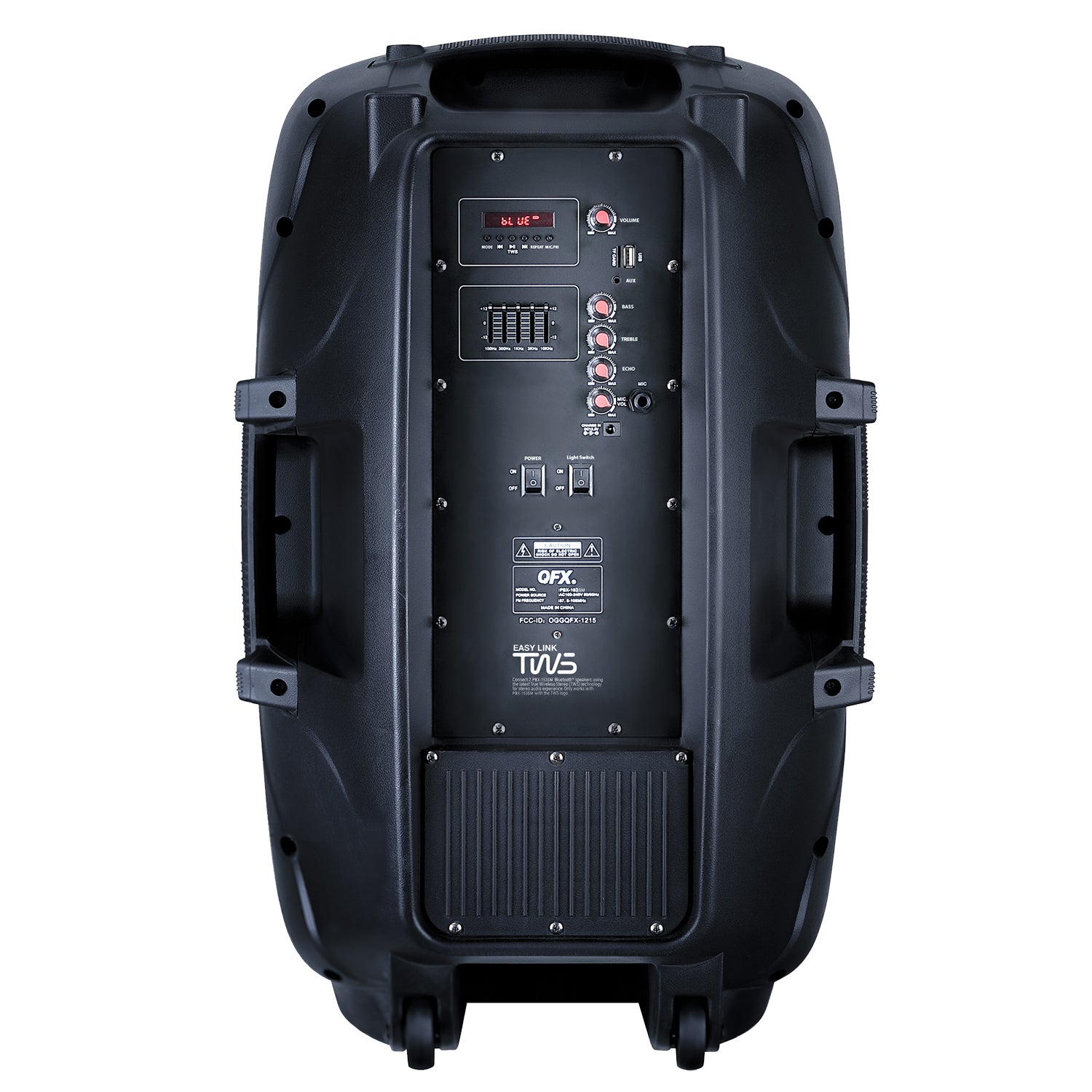 QFX 15 Inch Rechargeable Bluetooth Speaker System with LED Lights and Microphone (Refurbished)