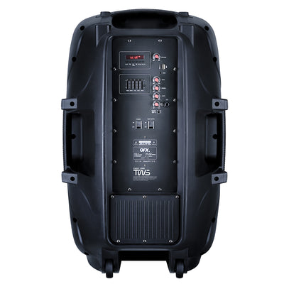 QFX 15 Inch Rechargeable Bluetooth Speaker System with LED Lights and Microphone (Refurbished)